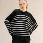 Maglione Girocollo Oversize a Righe in Misto Cashmere