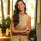 Gilet sartoriale in misto cotone beige