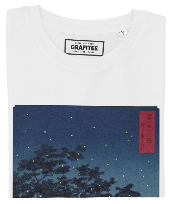 T-shirt bianca con stampa anime e lucciole luminose