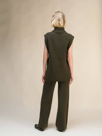 Pantaloni a gamba larga in misto cashmere tinta unita