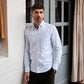 Camicia Oxford su misura a righe bianco e blu