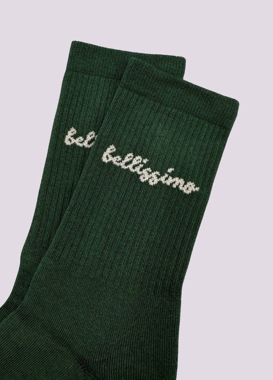 Calzini verdi scuro con scritta "Bellissimo"