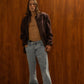 Giacca in pile sherpa rosso-marrone