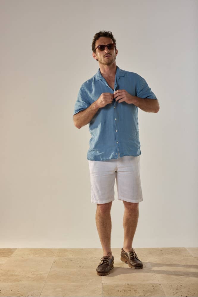 Camicia in lino Papete blu Charron