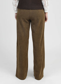 Pantaloni ampi in velluto a coste verde militare