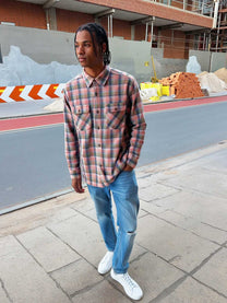 Camicia di flanella a quadri da uomo Chop Plaid rosa