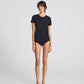 T-shirt Chrisstine in cotone biologico nero con dettagli in pizzo