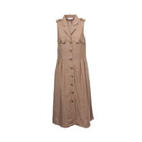 Vestito midi in viscosa e lino con bottoni