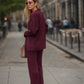 Pantaloni in maglia a coste con spacchi laterali