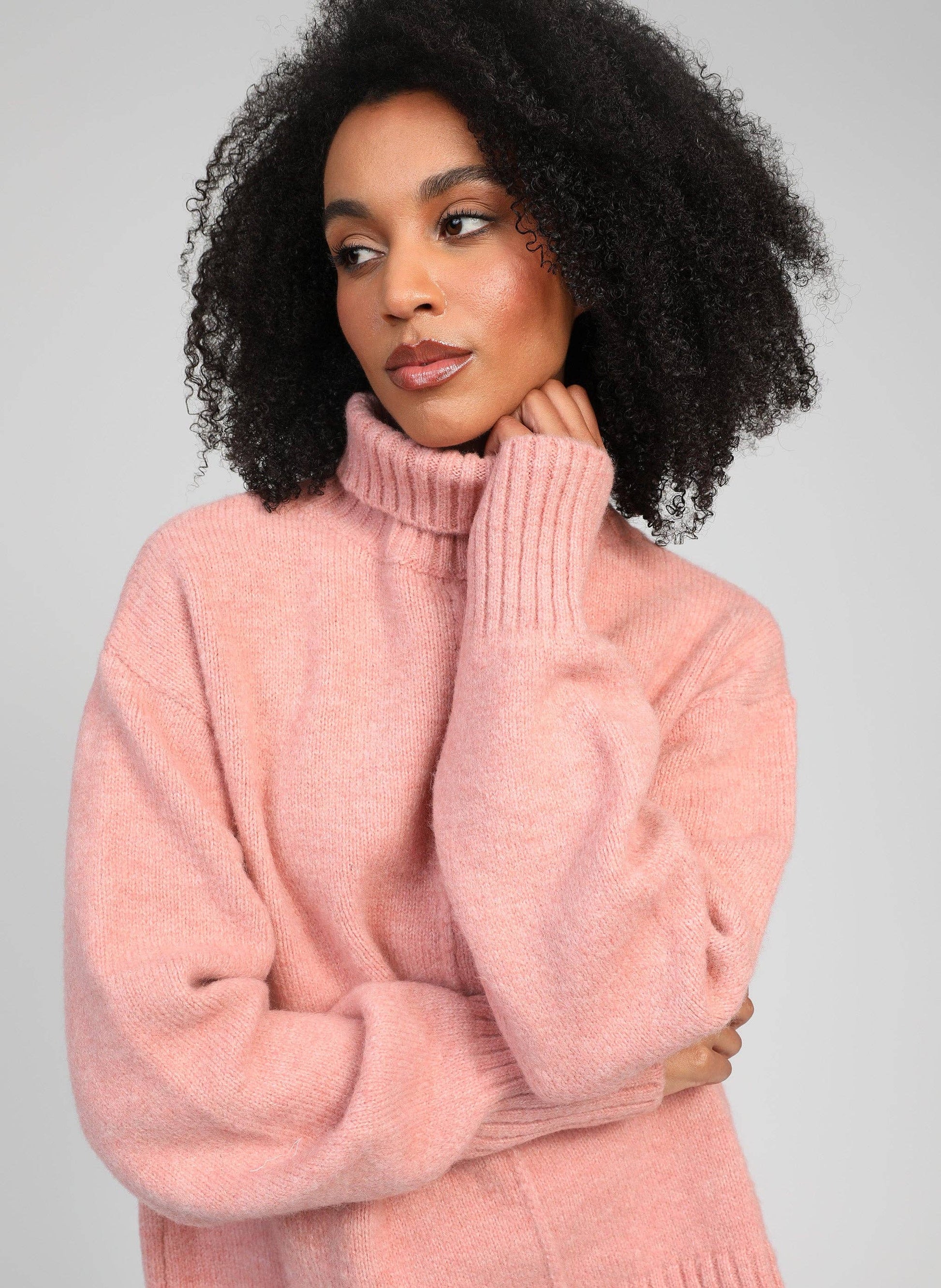 Maglione dolcevita Lipy color pesca