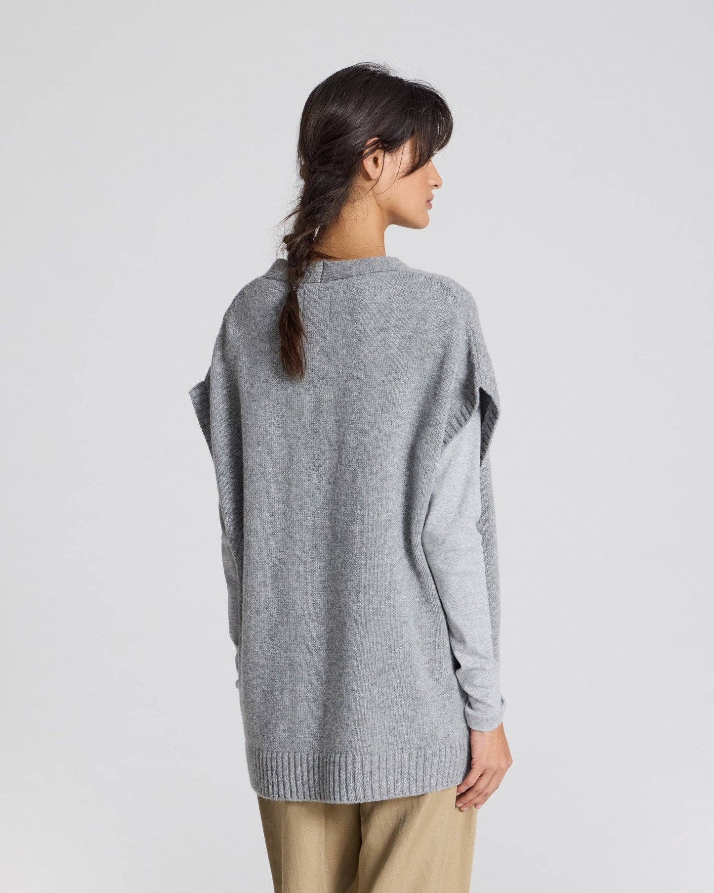 Gilet Thea in lana di agnello grigio mélange