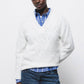 Maglione a maglia strutturata con scollo a V