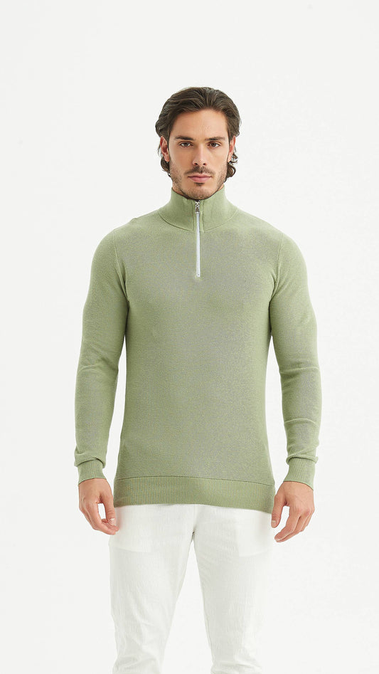 Maglia con colletto trucker sportivo in cotone verde