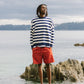 Maglione a righe navy in cotone biologico