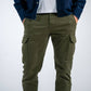 Pantaloni cargo in cotone kaki