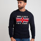 Maglione a trecce blu navy con bandiera