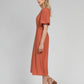 Abito midi Melile terracotta con scollo a V