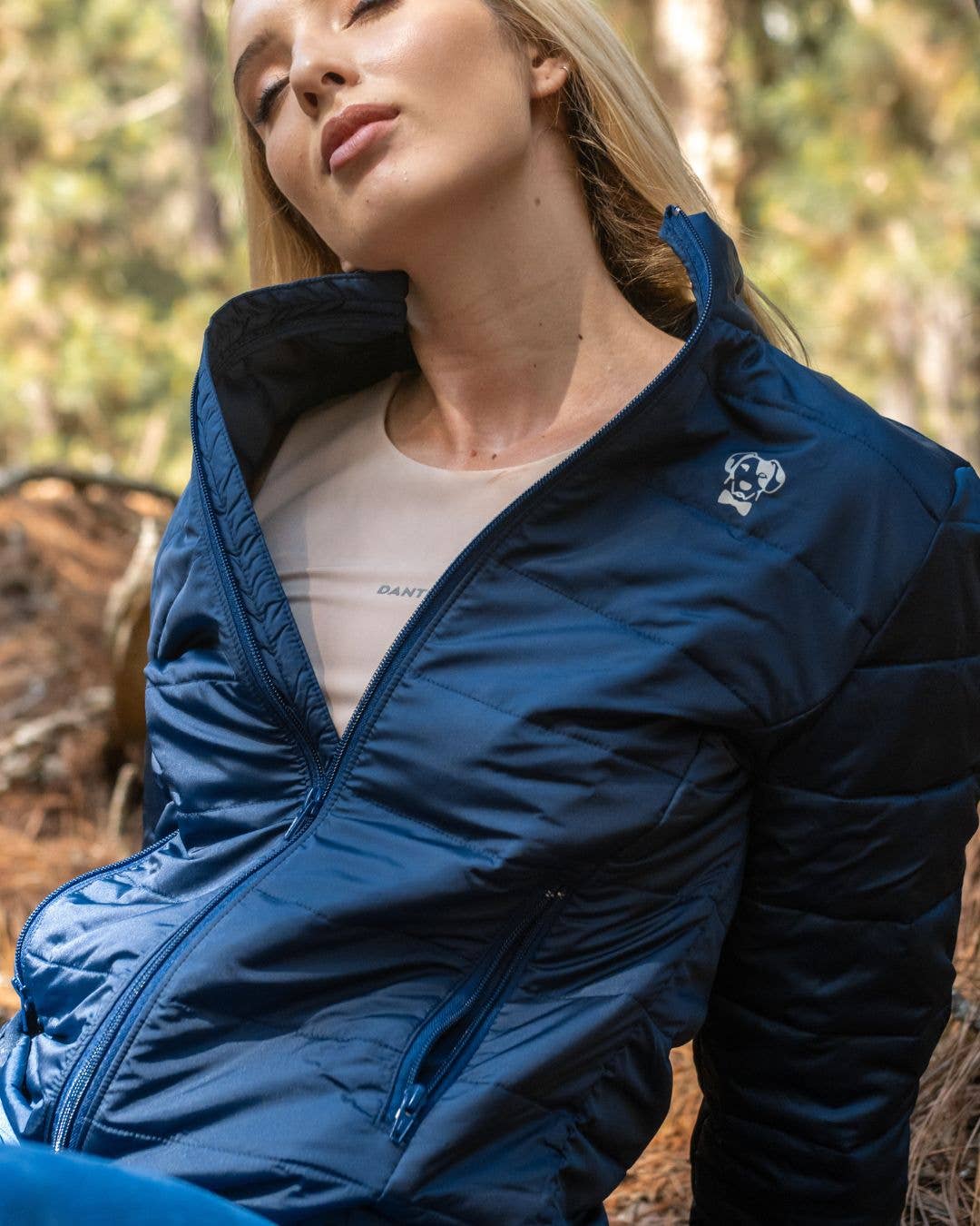Giacca Puffer Donna Blu con Collo Alto