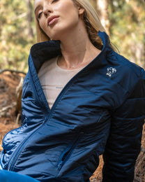 Giacca Puffer Donna Blu con Collo Alto
