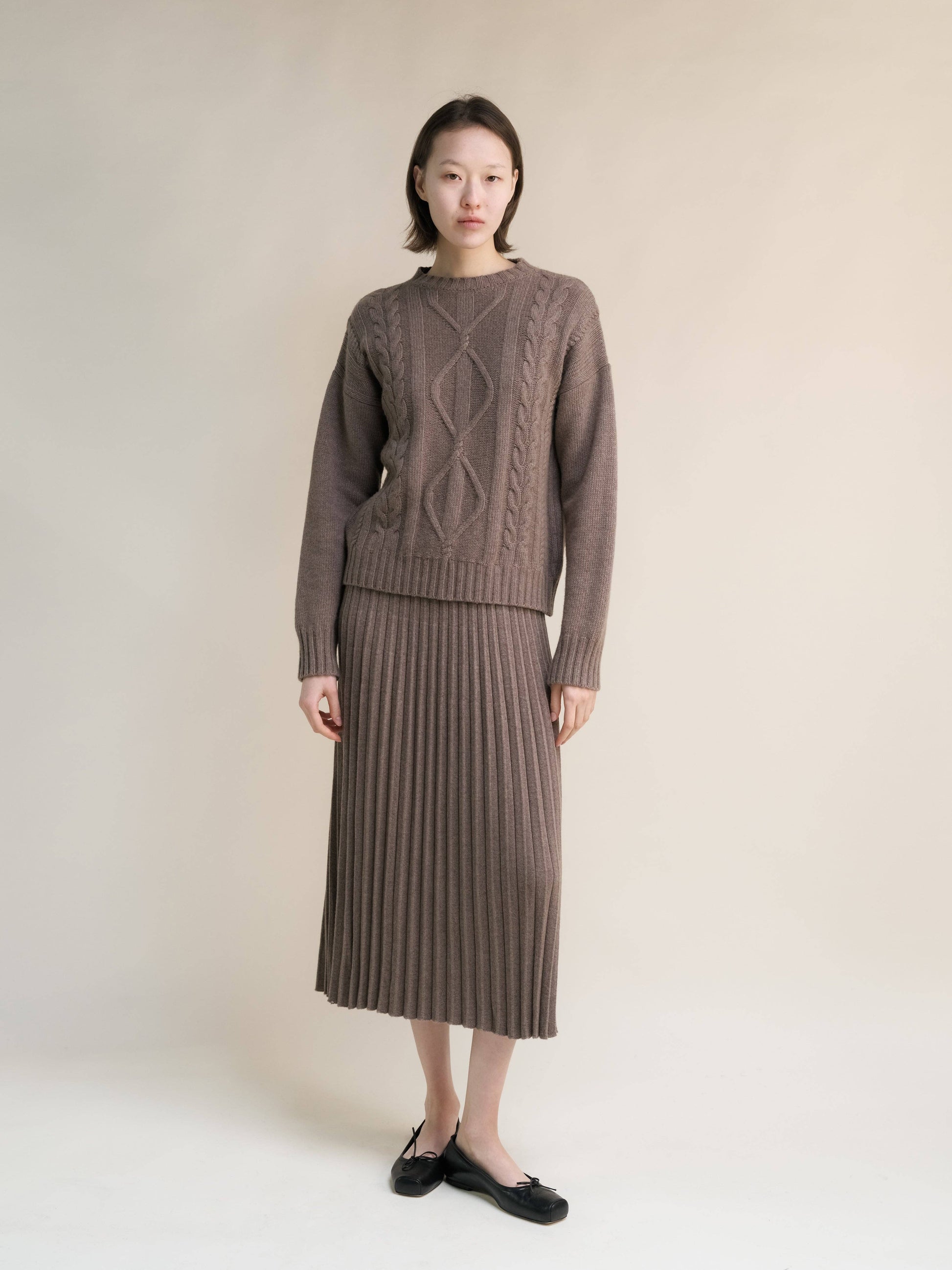 Maglione a trecce in misto cashmere