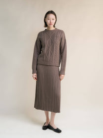 Maglione a trecce in misto cashmere
