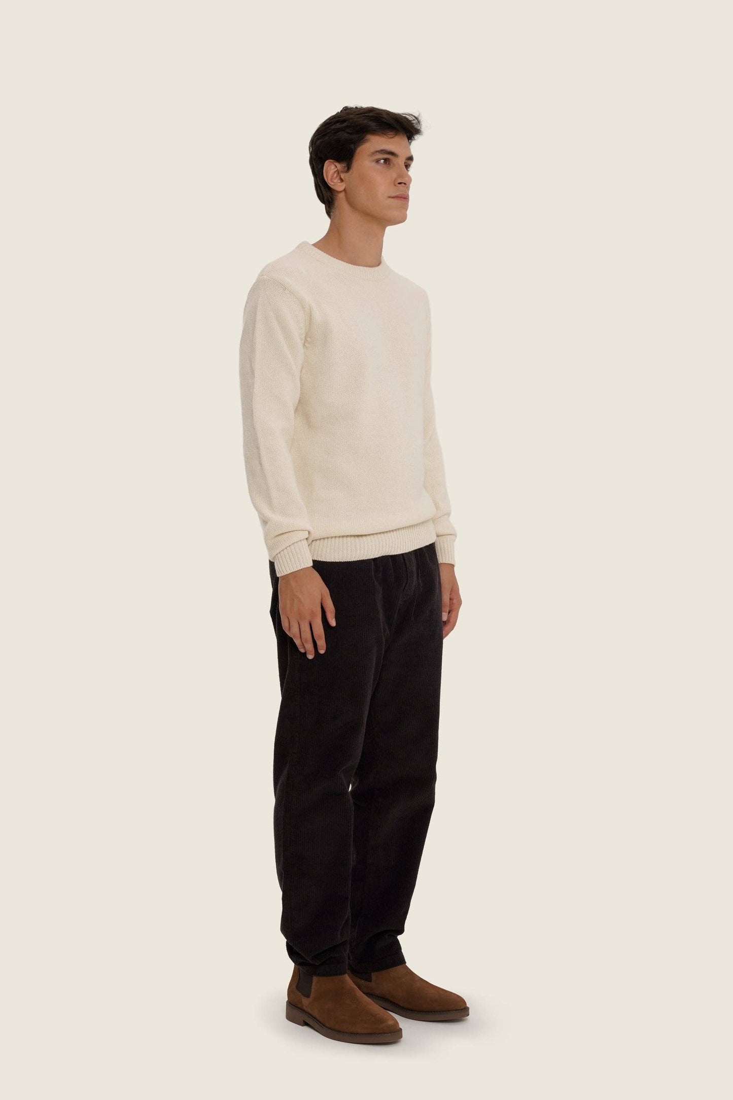 Maglione in maglia bianco neve in cotone organico