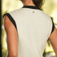 Abito midi in cotone con scollo a V e profili a contrasto