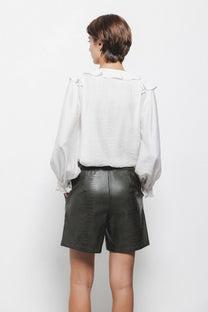 Pantaloncini in finta pelle effetto coccodrillo