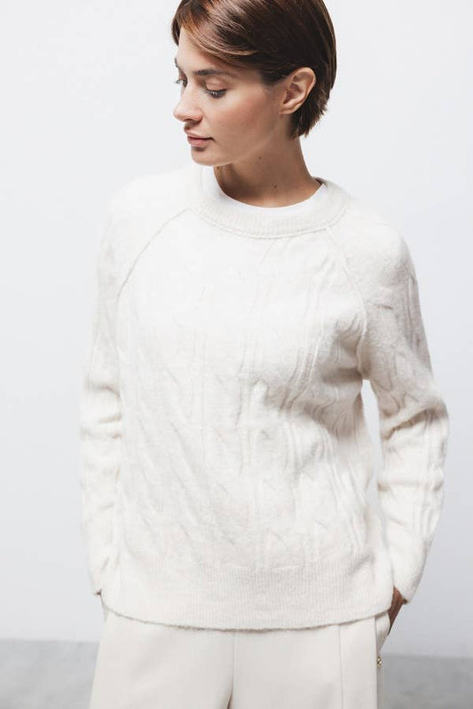 Maglione in maglia strutturata con maniche raglan
