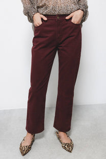 Pantaloni aderenti cinque tasche bordeaux