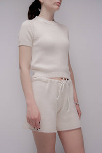 T-shirt in maglia di cotone a trama spessa
