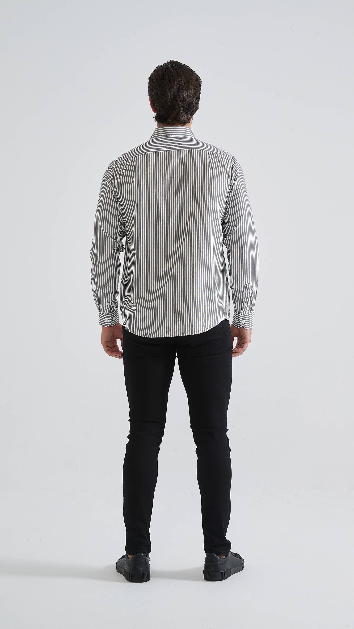 Camicia a righe comfort nera da uomo
