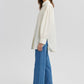 Camicia oversize beige con dettaglio manica
