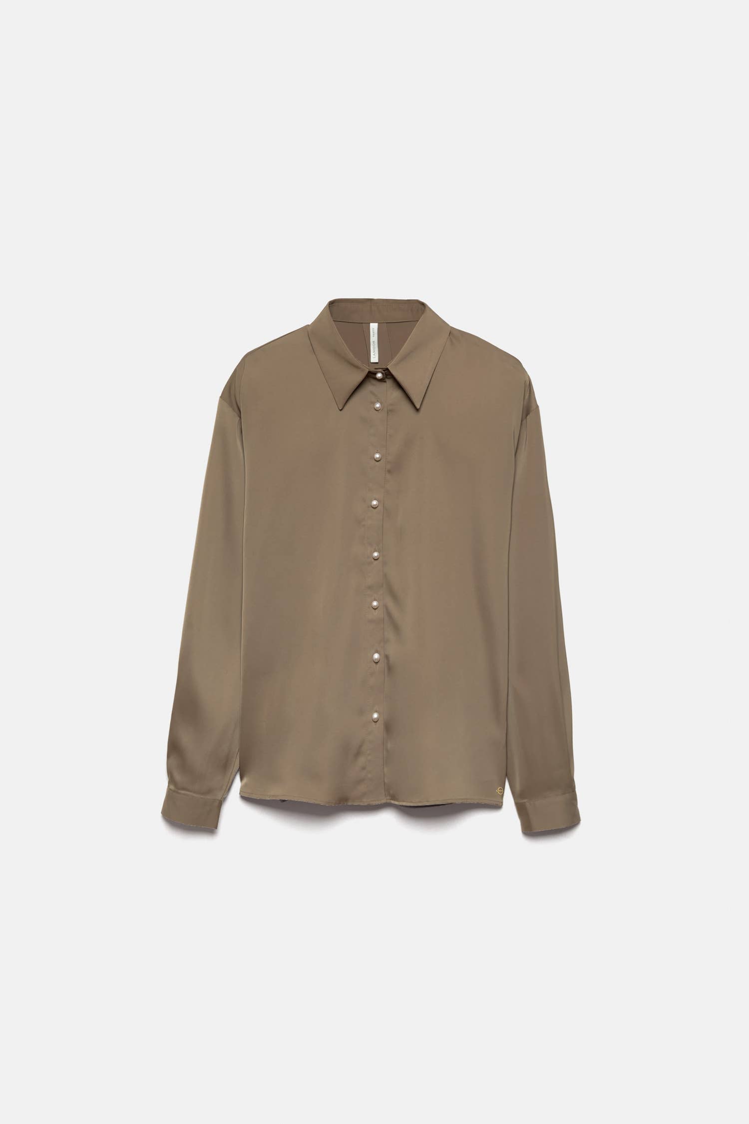 Camicia in raso con bottoni effetto perla