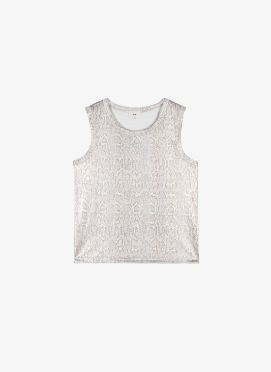 Top smanicato in maglia metallica madreperla