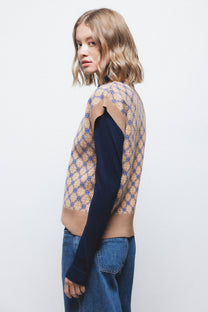 Gilet in maglia jacquard con motivo geometrico