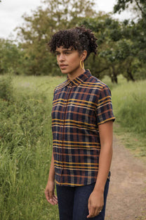 Camicia a maniche corte a quadri Alba del Deserto