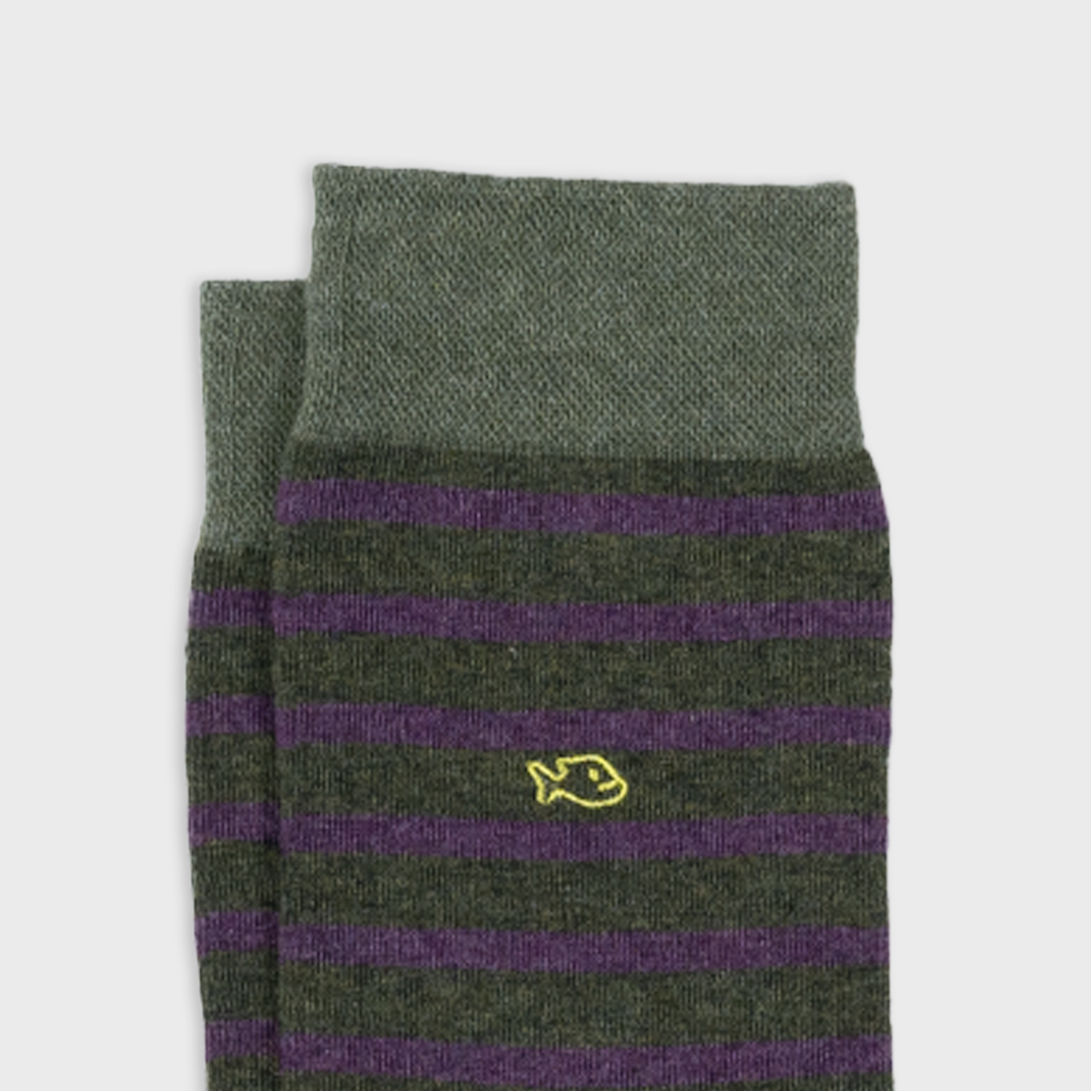 Calzini a righe in cotone pettinato verde e viola