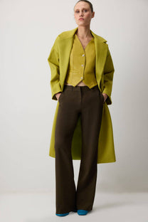 Gilet blazer in pelle vegana verde oliva