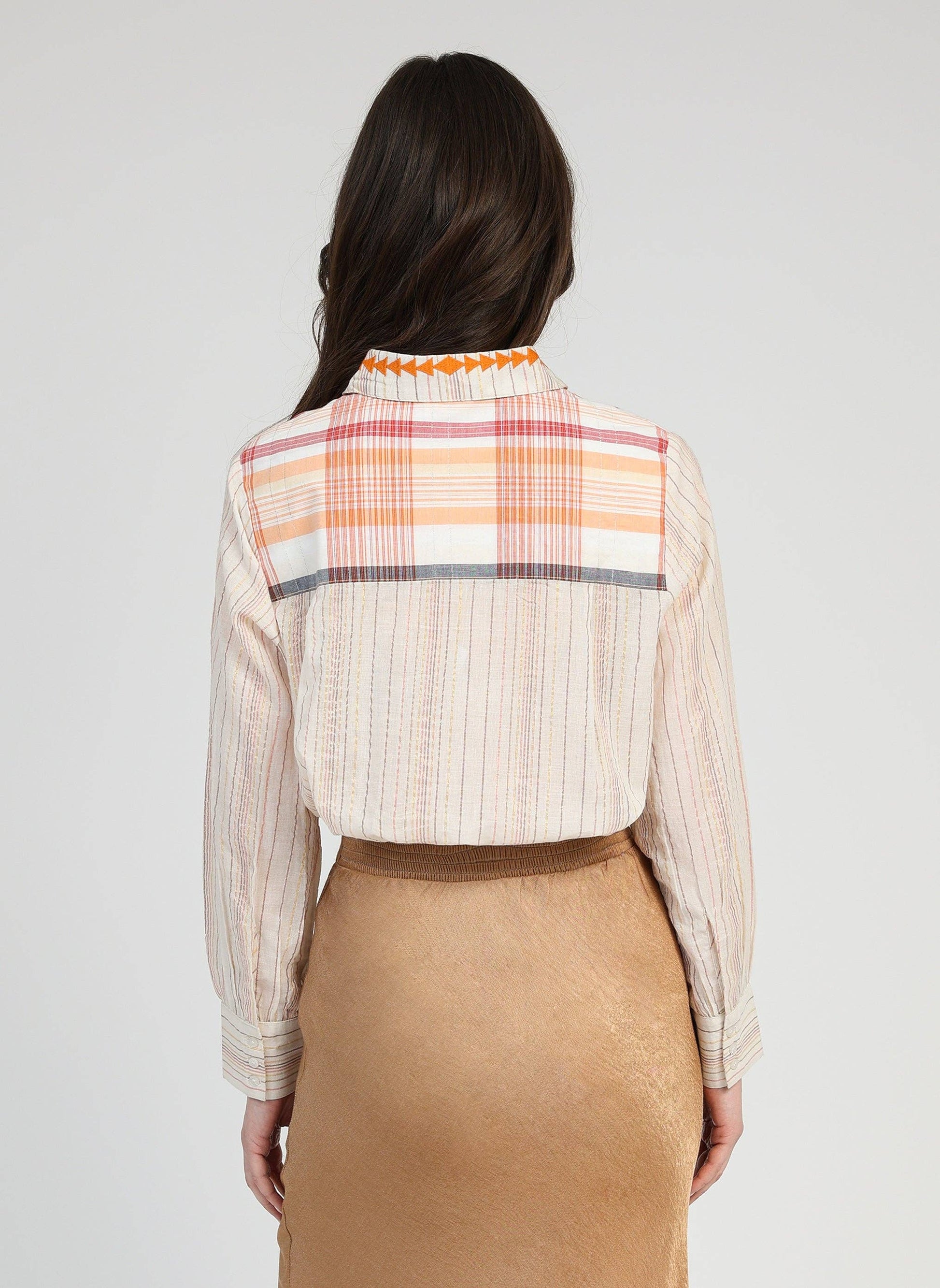 Camicia Sulyvan a righe in voile di cotone con ricami