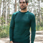 Maglione girocollo in cotone Pima verde da uomo