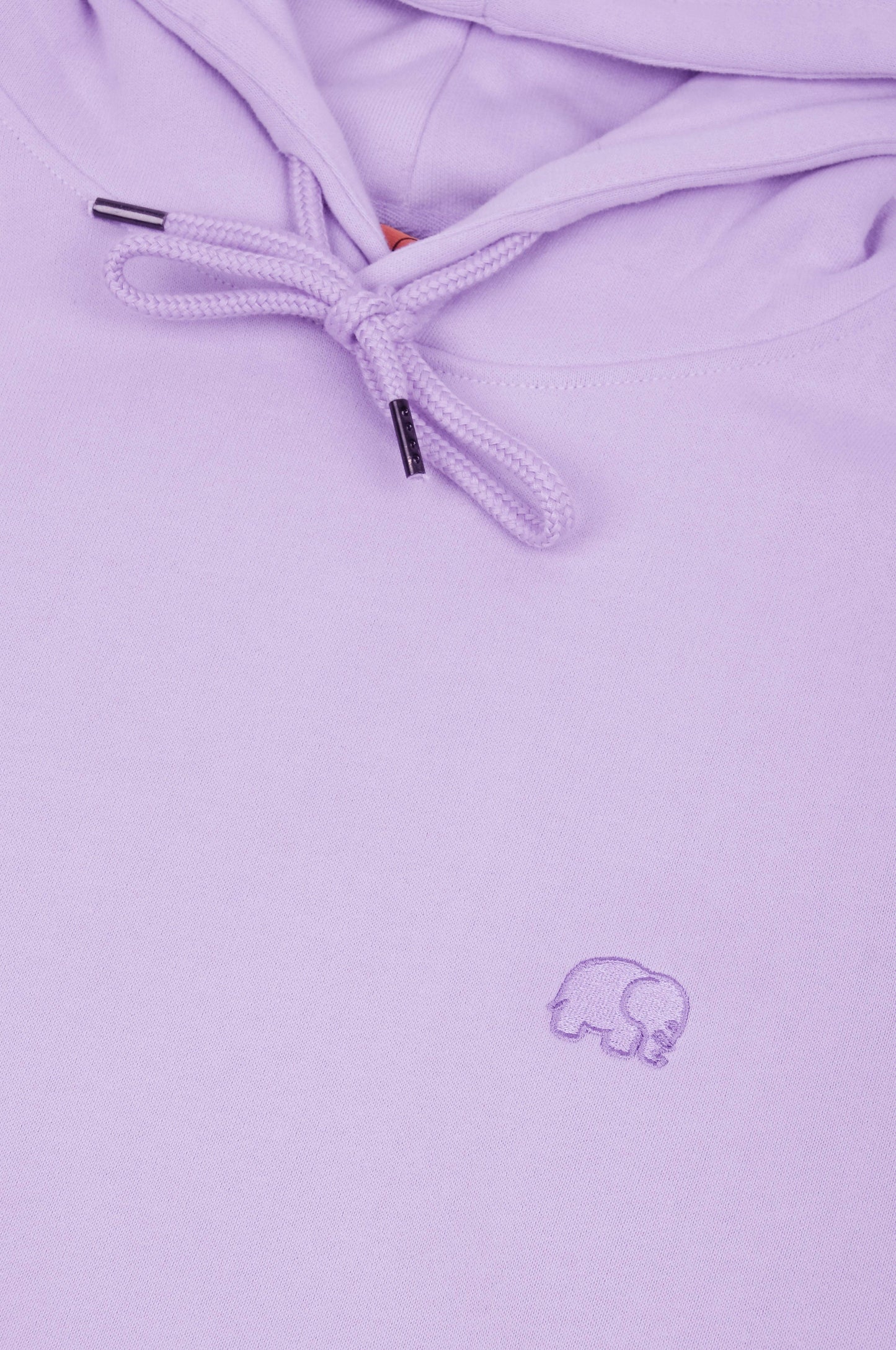 Felpa oversize da donna in cotone biologico con cappuccio color lavanda
