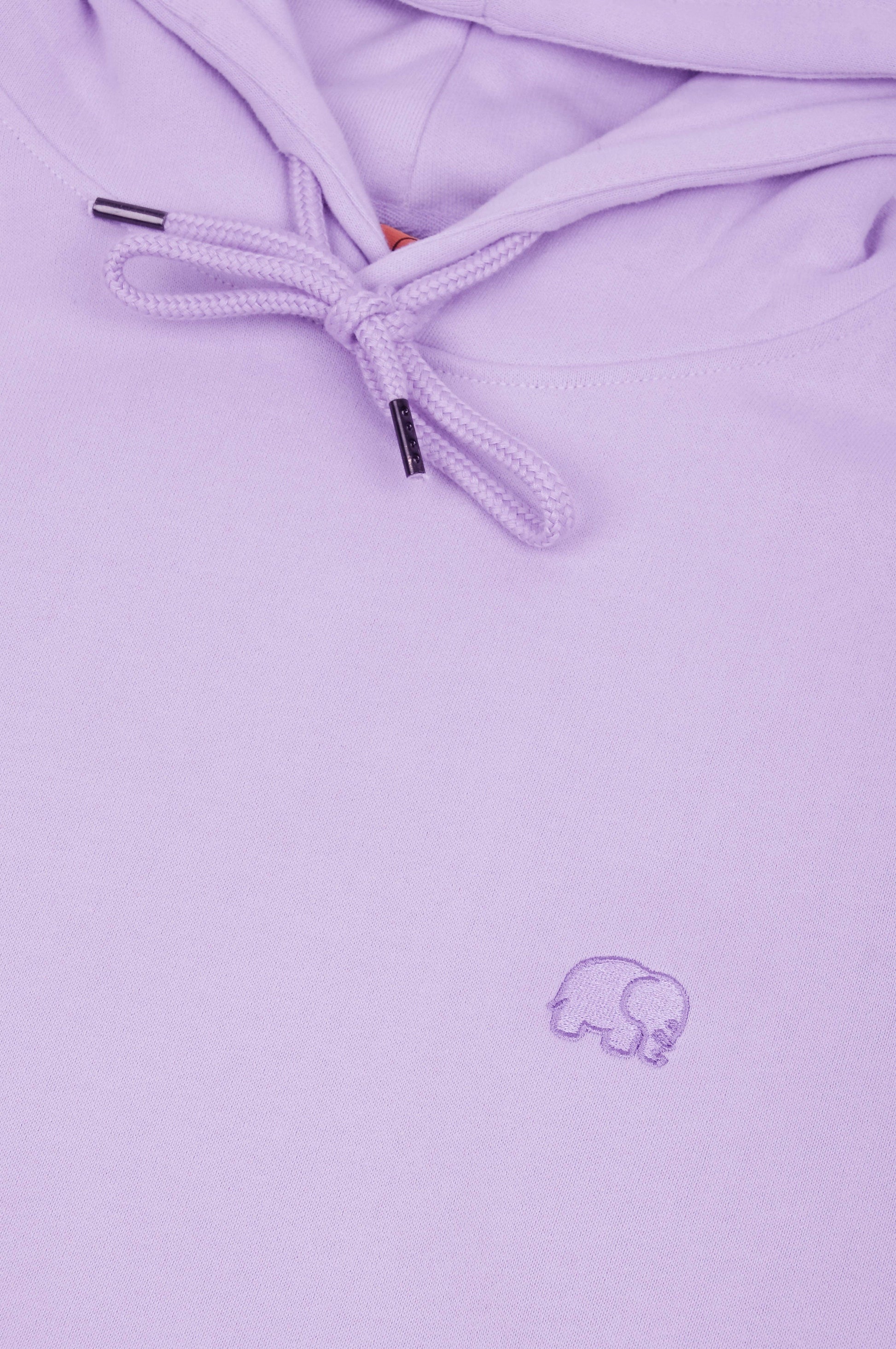 Felpa oversize da donna in cotone biologico con cappuccio color lavanda