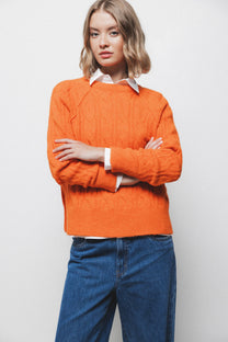 Maglione in maglia strutturata arancione con maniche raglan