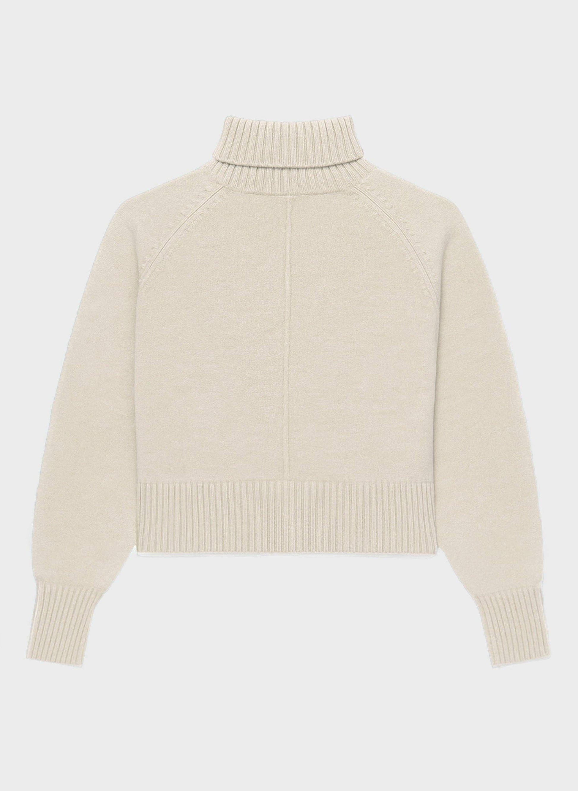 Maglione dolcevita in maglia calda color crema