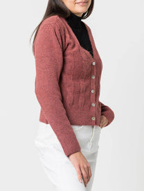 Cardigan in maglia a trecce con bottoni