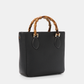 Borsa tote in ecopelle con manici effetto bambù