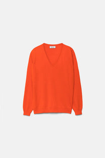 Maglione in maglia rasata con scollo a V