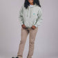 Felpa oversize donna in cotone biologico verde menta con cappuccio