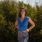 Top crop con scollo drappeggiato